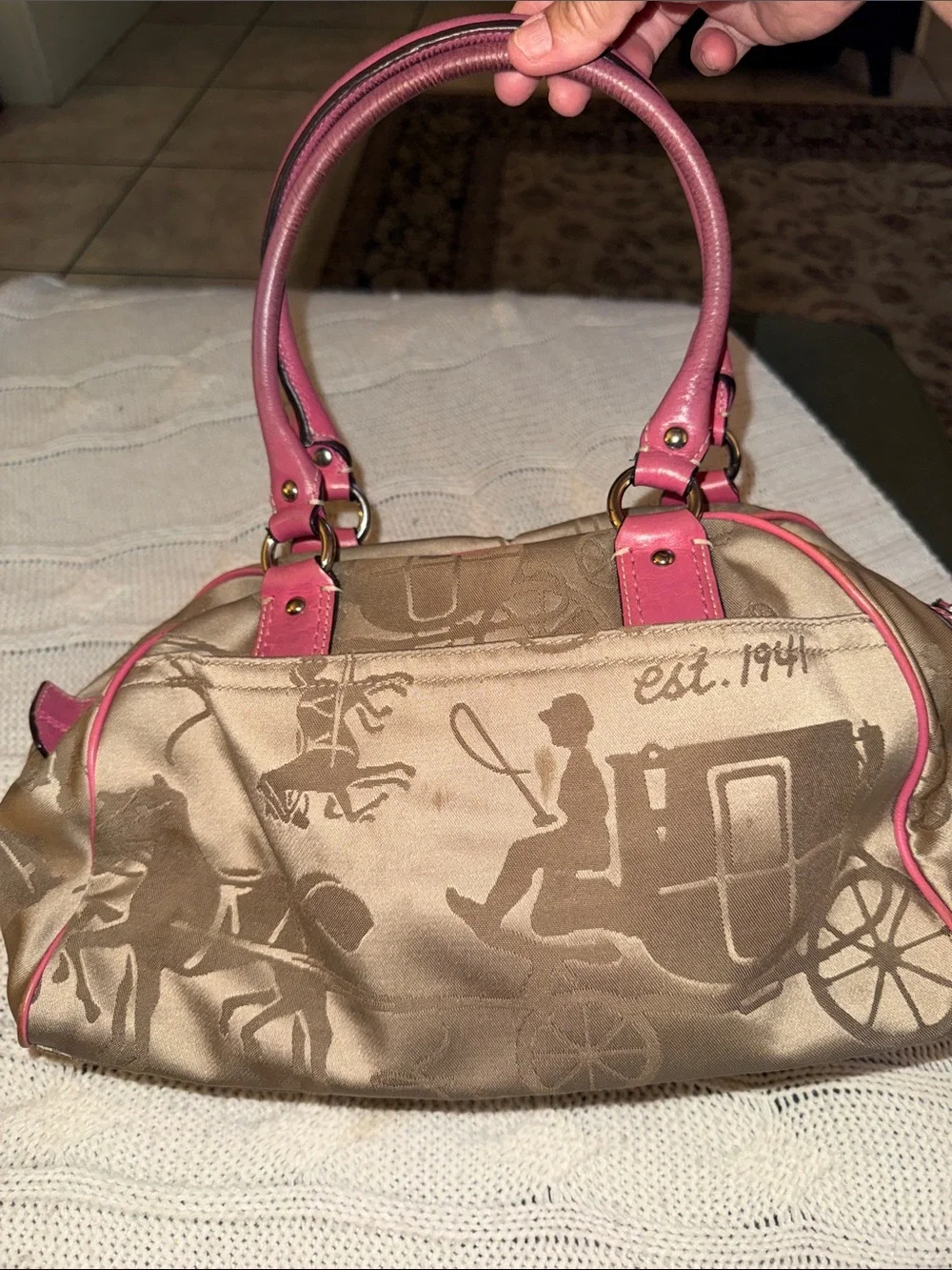 VINTAGE COACH HORSE & CARRIAGE SATCHEL PINK PURSE